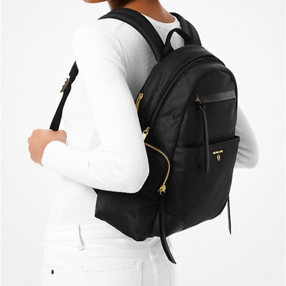 Michael Kore Black Prescott Large Nylon Gabardine Backpack New Sealed - Picture 2 of 12